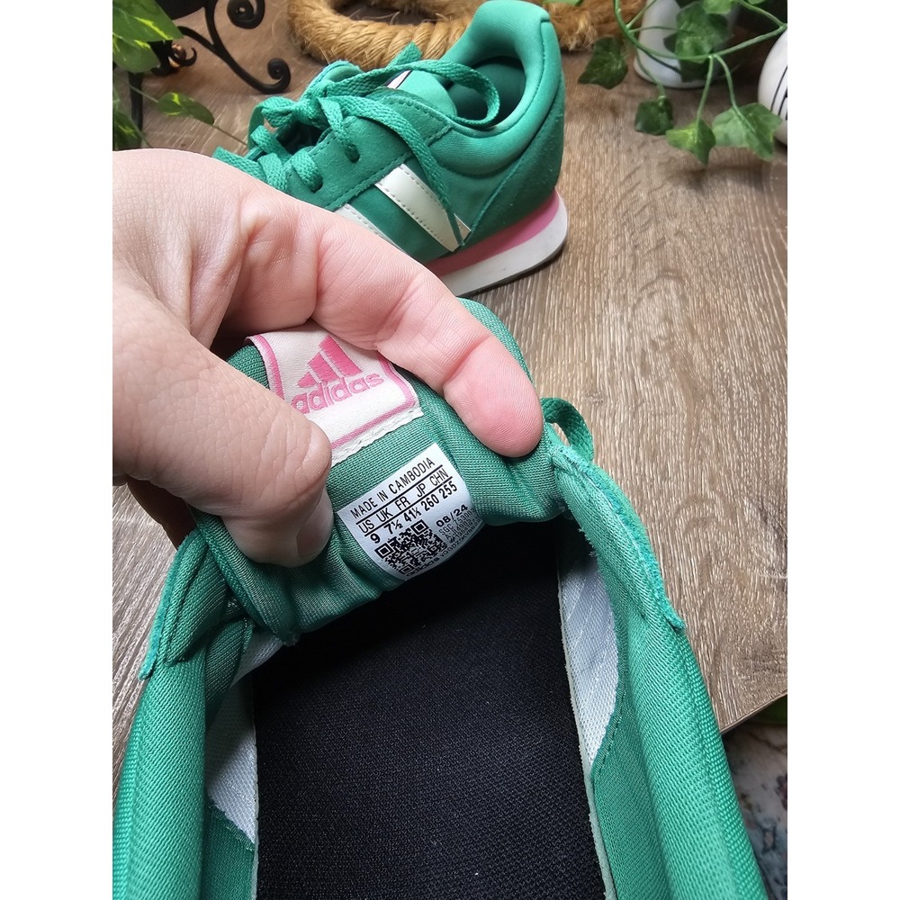 adidas Run 60s‎ 3.0 Semi Court Green Off White Bliss Pink (Women's) size 9 - Picture 6 of 6
